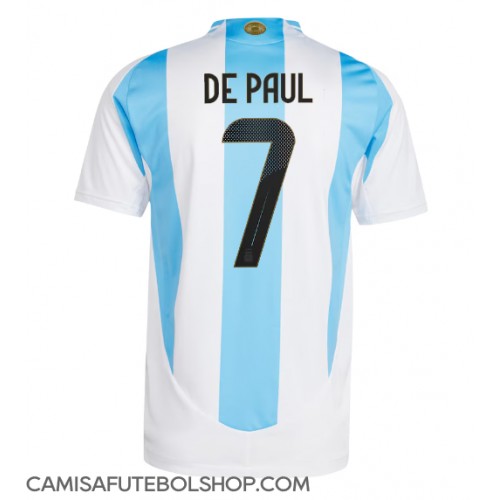 Camisa de time de futebol Argentina Rodrigo De Paul #7 Replicas 1º Equipamento Copa America 2024 Manga Curta